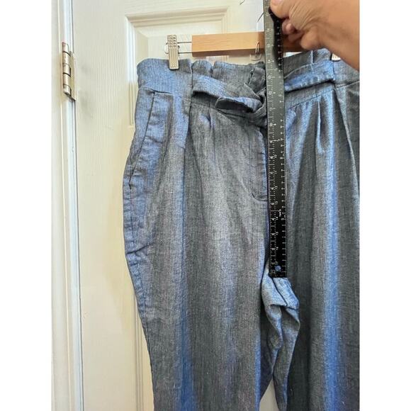 Express Chambray Linen Blend Super High Rise Ankle Tapered Pant Size Large - Picture 7 of 12